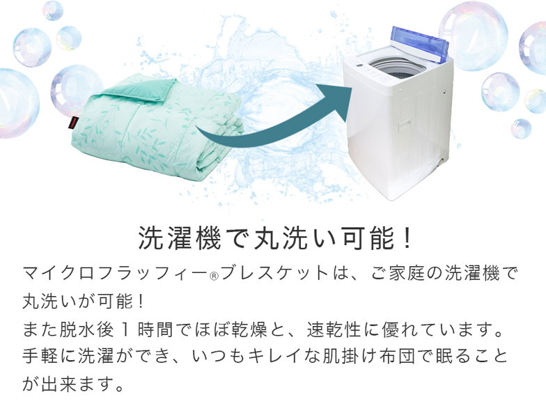 テイジン マイクロフラッフィー ブレスケット 肌掛け布団 ダブル 吸放湿性 ホコリが出にくい 洗濯機OK 丸洗い 夏用 ベージュ グリーン ラベンダー