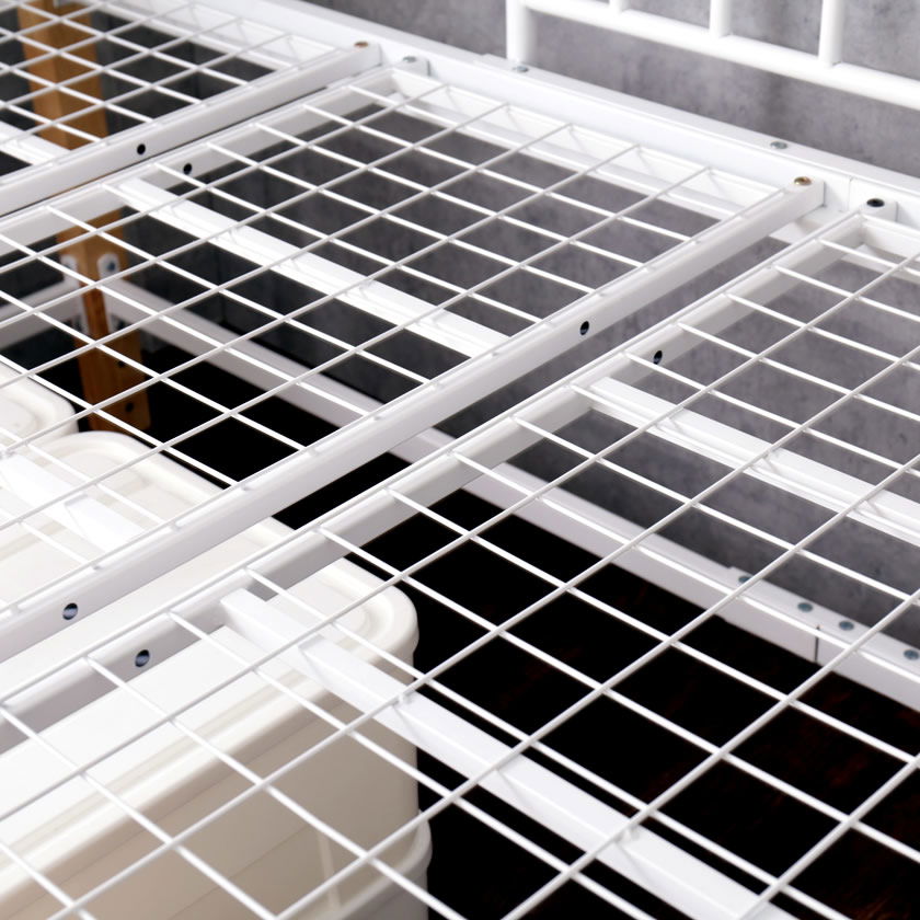 エディス ロフトベッド シングル アイアンベッド スチール×天然木・異