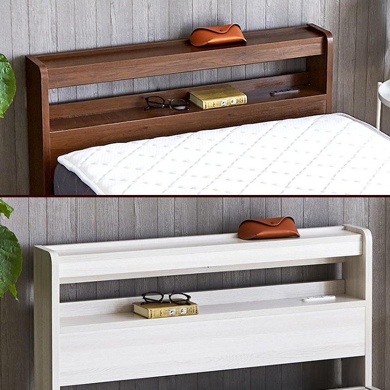 Kylee 引き出し付き収納ベッドセミシングル ベッドフレームのみ 木製 棚付き コンセント 照明付き 木製ベッド 収納付きベッド 
