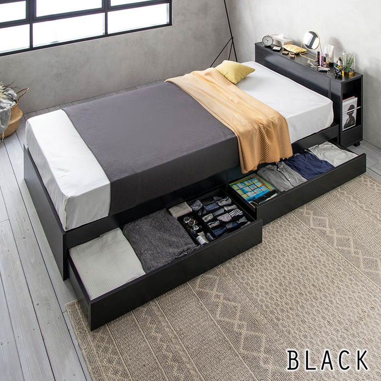 【ポイント10倍】zesto ゼスト ヘッドボードワゴン付・引き出し収納付きベッドシングル ネルコZポケットコイルマットレス付き スライドワゴン付 引出し付き 【z有料組立】