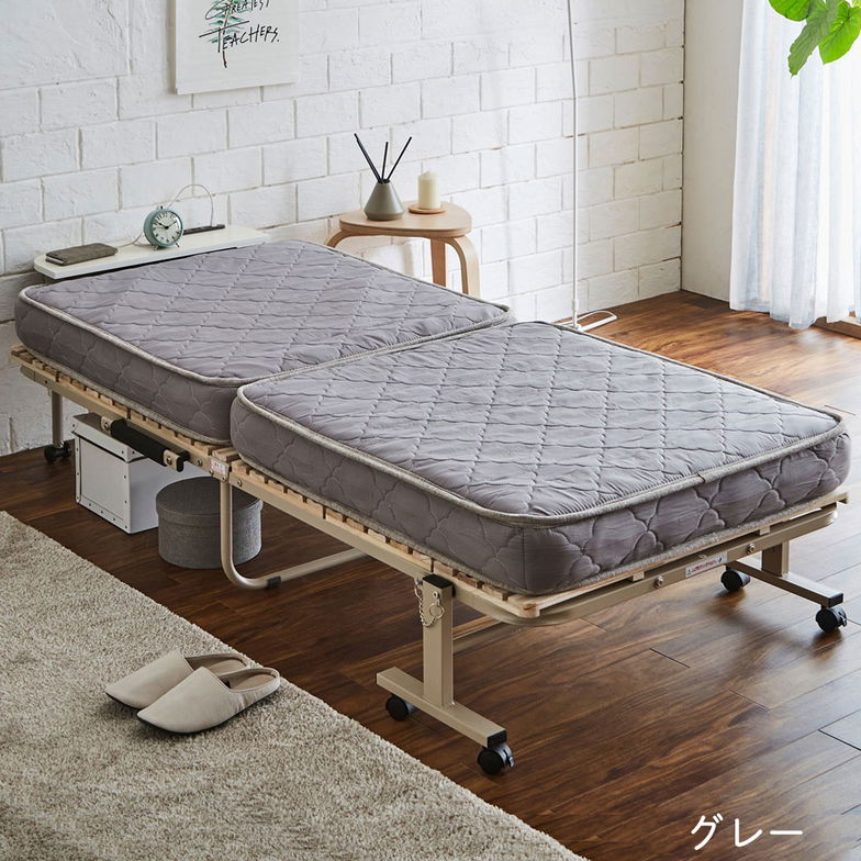 折り畳みポケットコイルマットレス 【ショートセミシングル】 厚さ11cm 折り畳みベッド専用2つ折りマットレス 高密度ポケットコイル