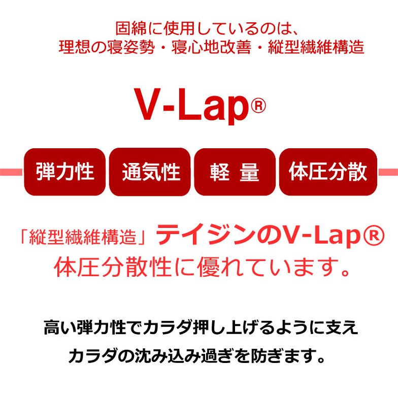 2つ折り 3層式敷き布団   シングル テイジンの高弾力性固綿 V-lap（R)を使用  敷き布団