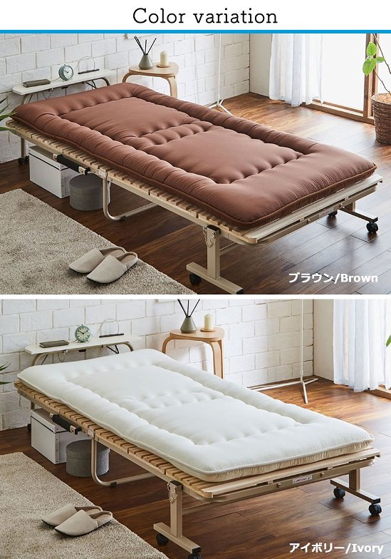 折り畳み檜すのこベッド シングル 専用日本製アドバンサウルトラ敷布団セット 棚付き コンセント USBポート