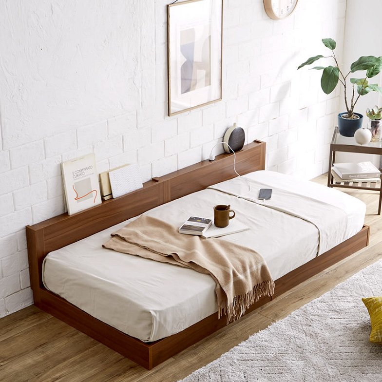ローゼ デイベッド シングル 棚 コンセント付き すのこベッド シングルベッドローベッド ソファベッド ベッドフレーム  木製