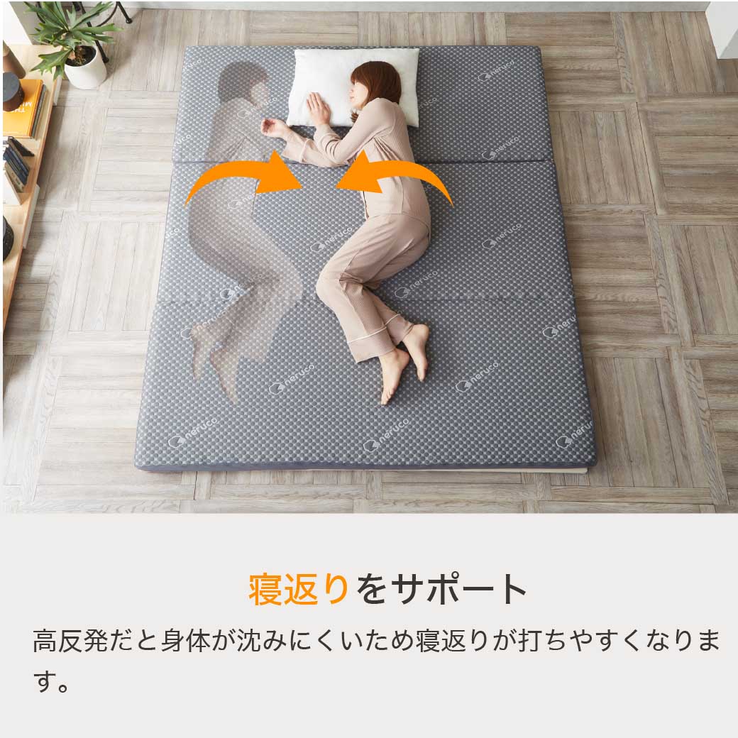 三つ折りウレタンマットレス クイーン 高反発マットレス 抗菌