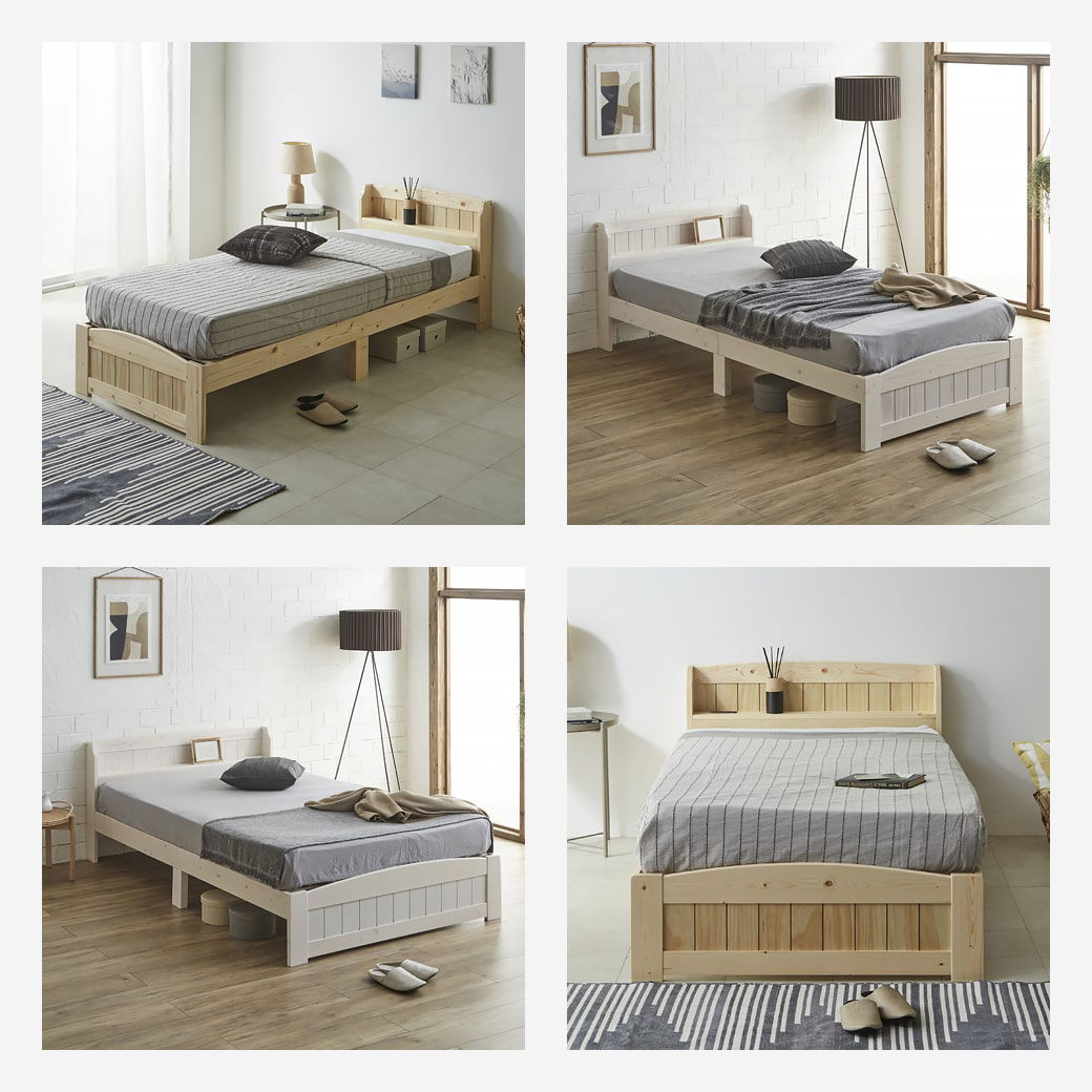 ラルーチェ すのこベッド 棚付きベッド セミダブル ベッドフレーム