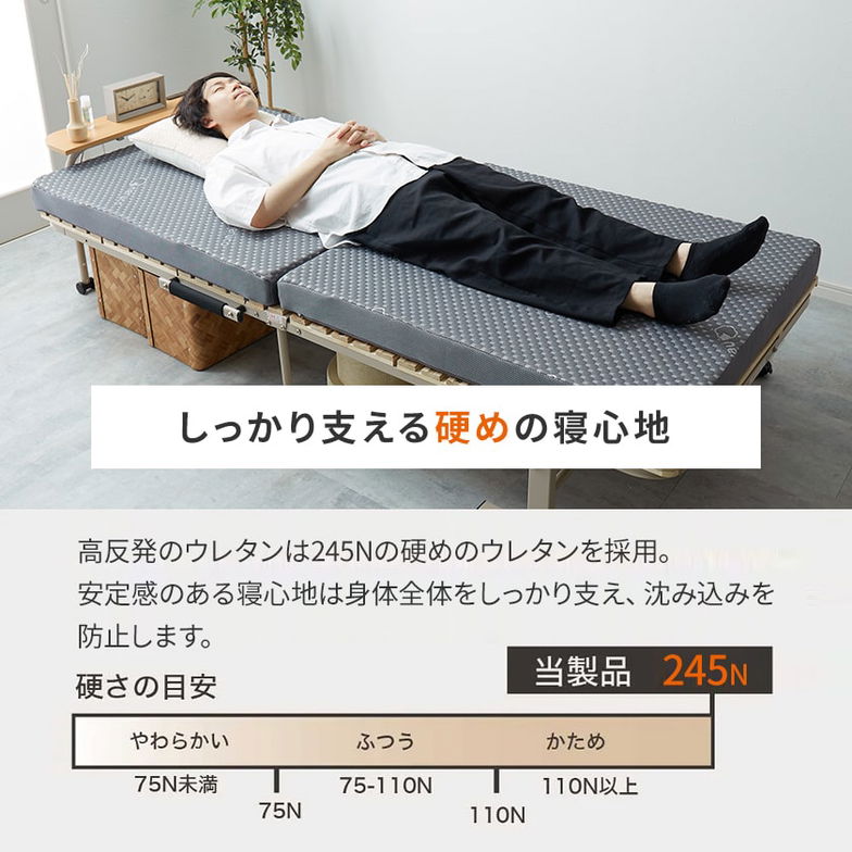 折り畳みベッド用 2つ折りウレタンマットレス シングル ブロックウレタン 高反発マットレス かため 8cm 折りたたみマットレス 8cm厚