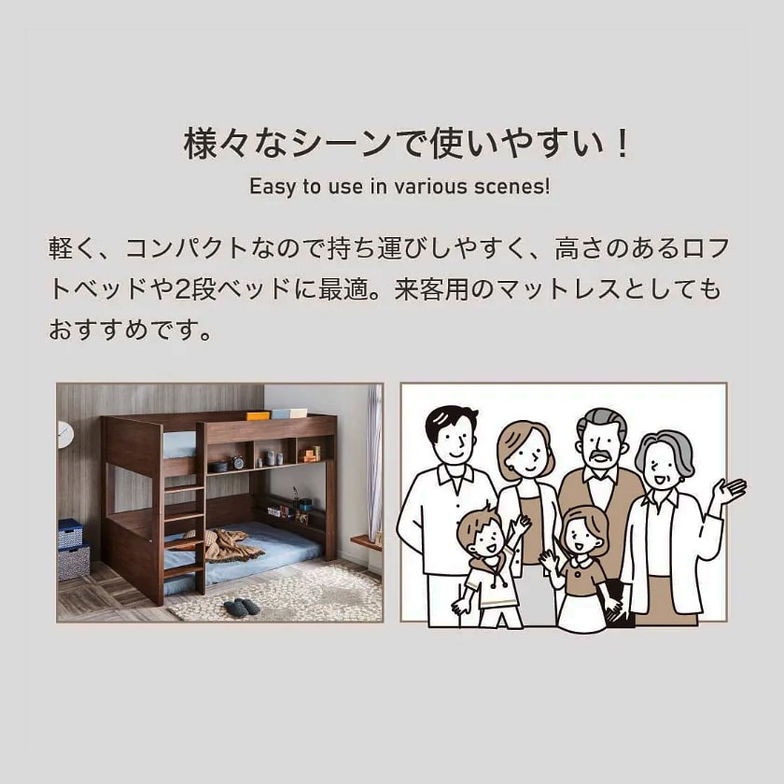 折り畳みベッド用 2つ折りウレタンマットレス シングル ブロックウレタン 高反発マットレス かため 8cm 折りたたみマットレス 8cm厚