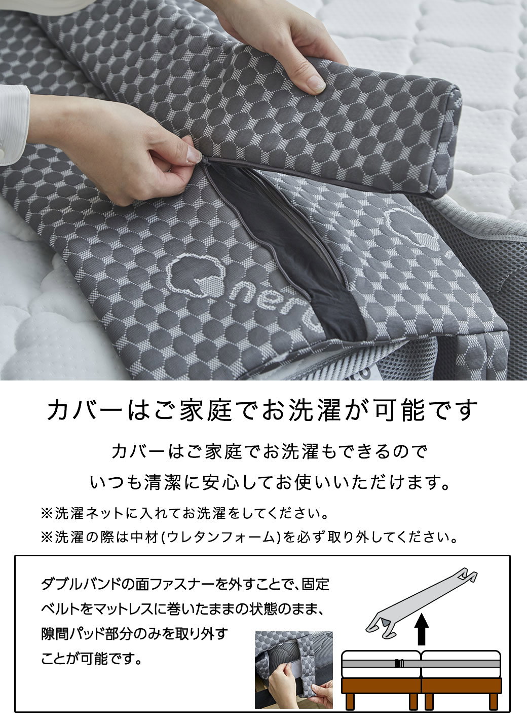 隙間パッド マットレススペーサー neruco 連結ベルト 固定 マットレス
