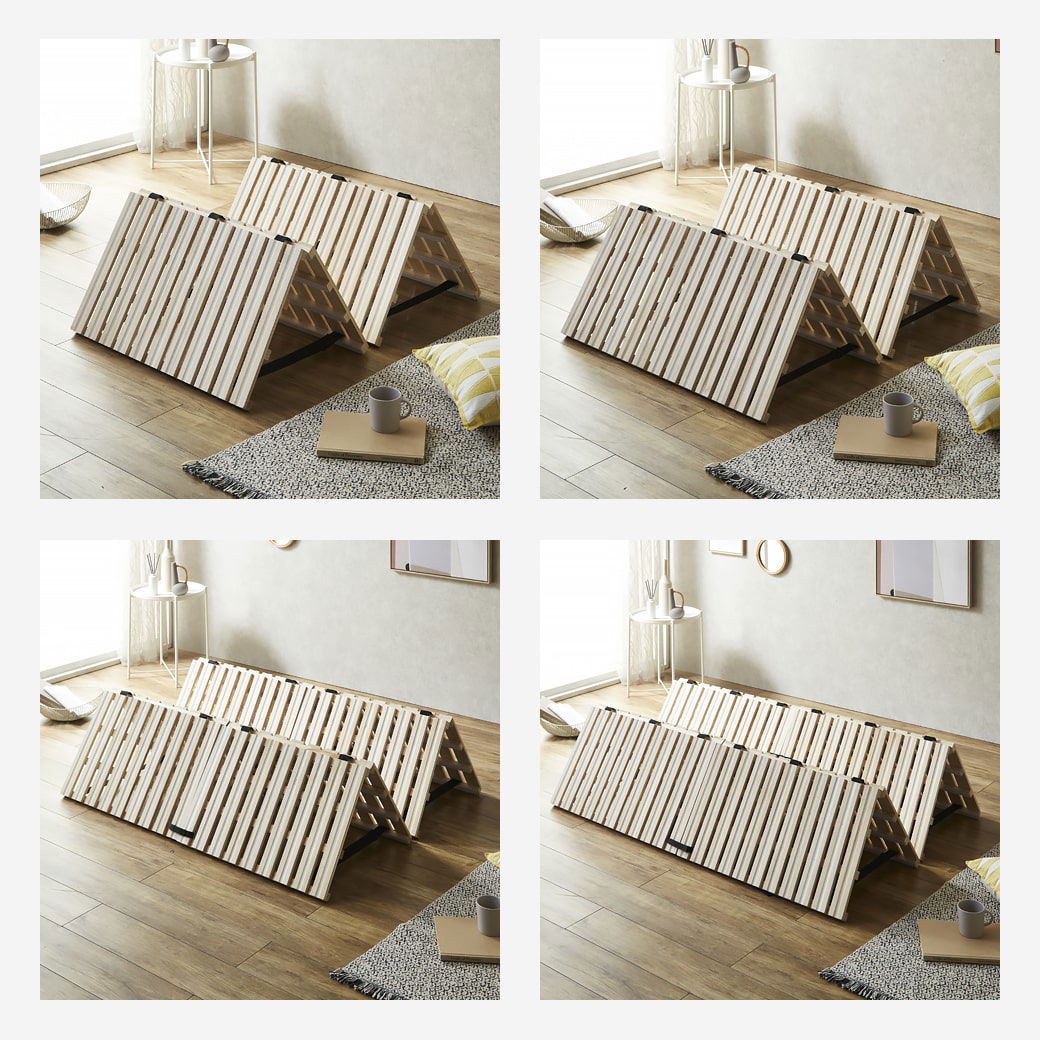 四つ折り桐すのこマット すのこベッド ダブル ベッドフレーム 木製 低