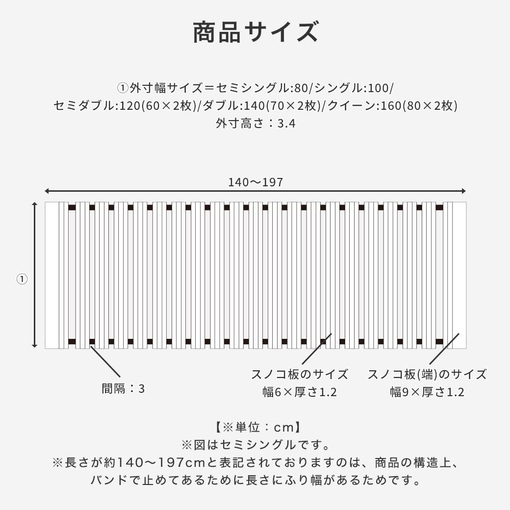 ロール桐すのこマットのサイズ詳細