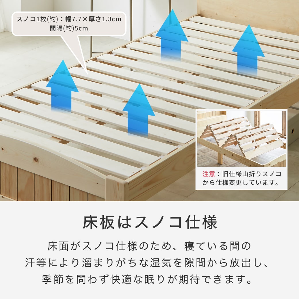 ラルーチェ 収納付きベッド すのこベッド 棚付きベッド セミシングル