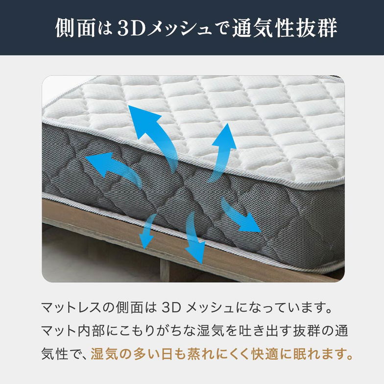 ポケットコイルマットレス 三つ折り 極厚20cm セミシングル高密度ポケットコイル 抗菌防臭 防ダニ 帝人マイティトップ2 圧縮ロール ソファになるマットレス