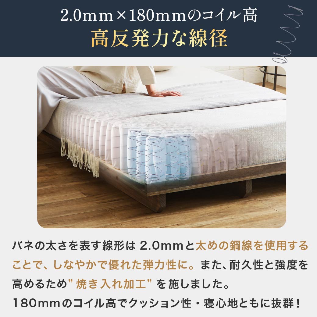 ポケットコイルマットレス 三つ折り 極厚20cm ダブル 高密度ポケット