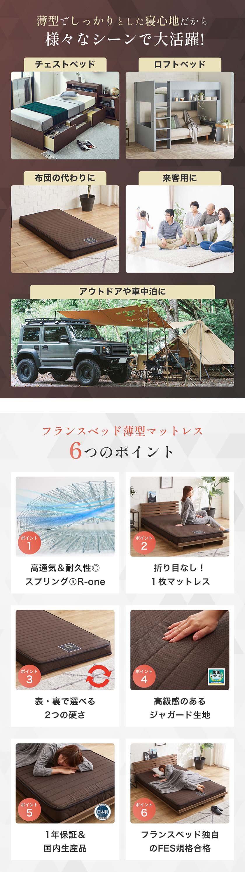 薄型でしっかりとした寝心地だから様々なシーンで大活躍!