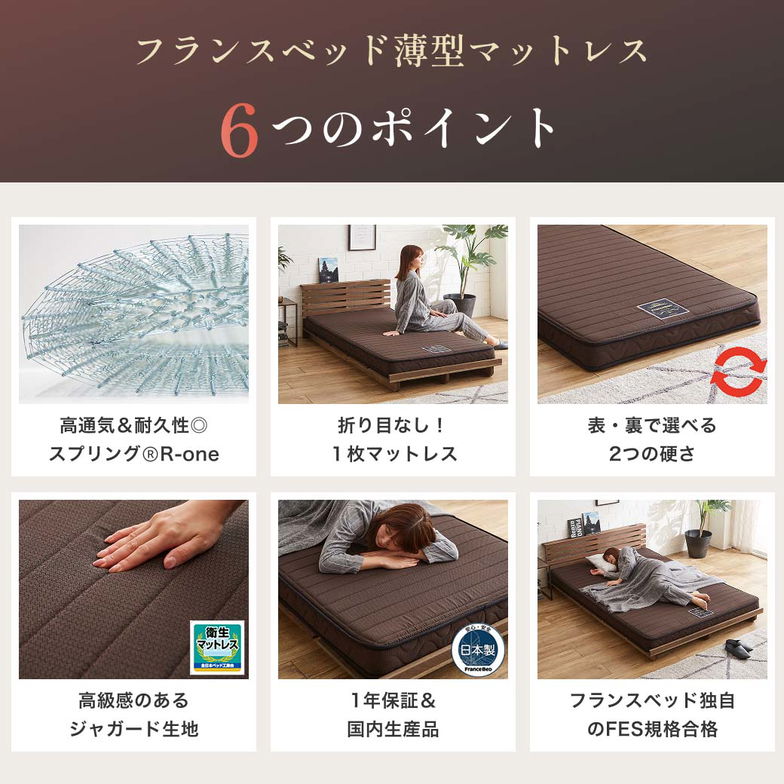 フランスベッド 三つ折り薄型マットレス 厚さ12cm  シングル 抗菌防臭 防ダニ 圧縮ロール やや硬め 硬め 日本製 R-one 薄型マットレス