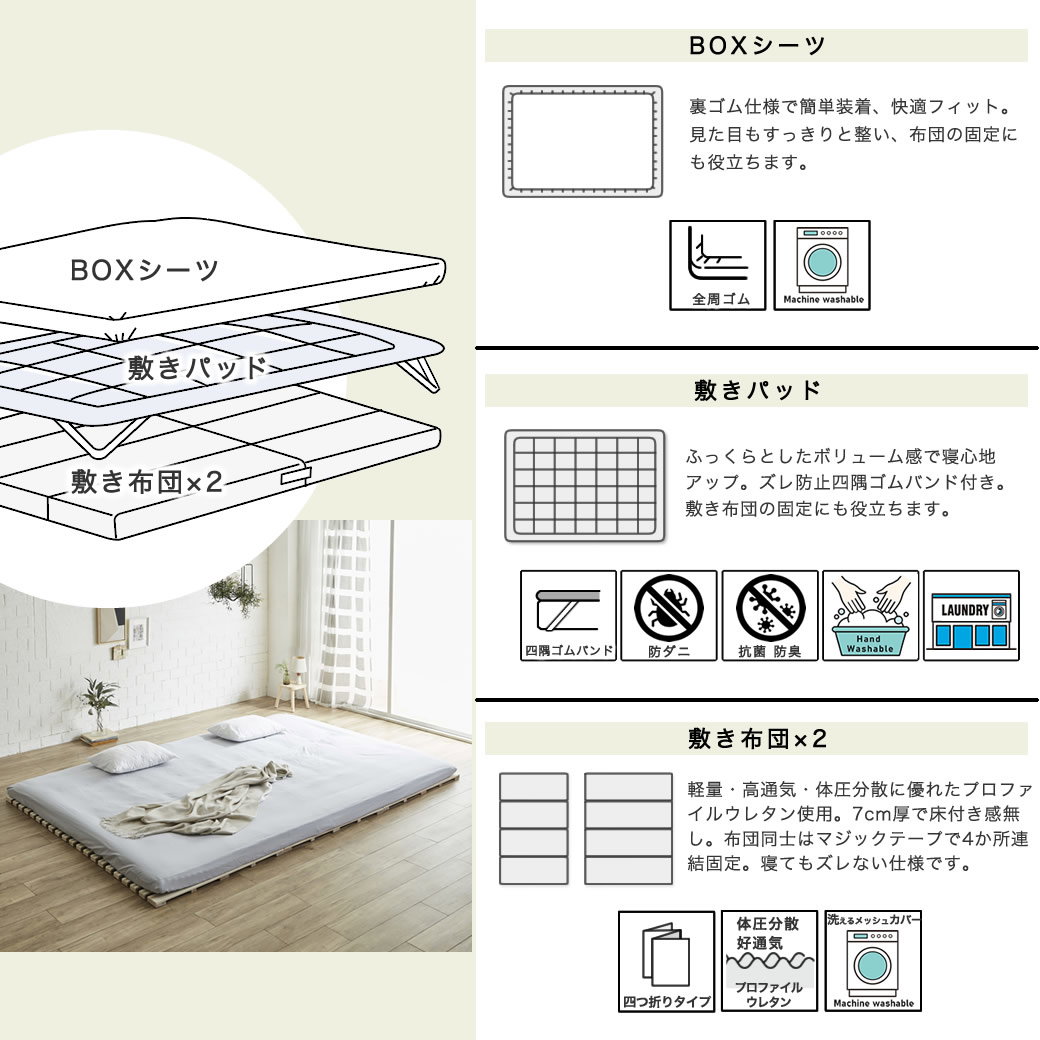ファミリー敷き布団 280サイズ 厚さ12cm 連結 ウレタンマットレス 敷き
