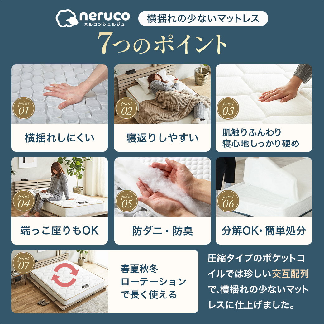 ポケットコイルマットレス 日本製 横揺れ軽減マットレス 交互配列
