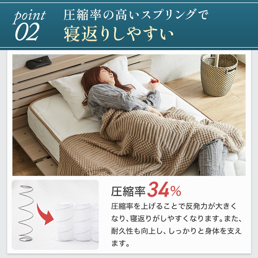 ポケットコイルマットレス 日本製 横揺れ軽減マットレス 交互配列