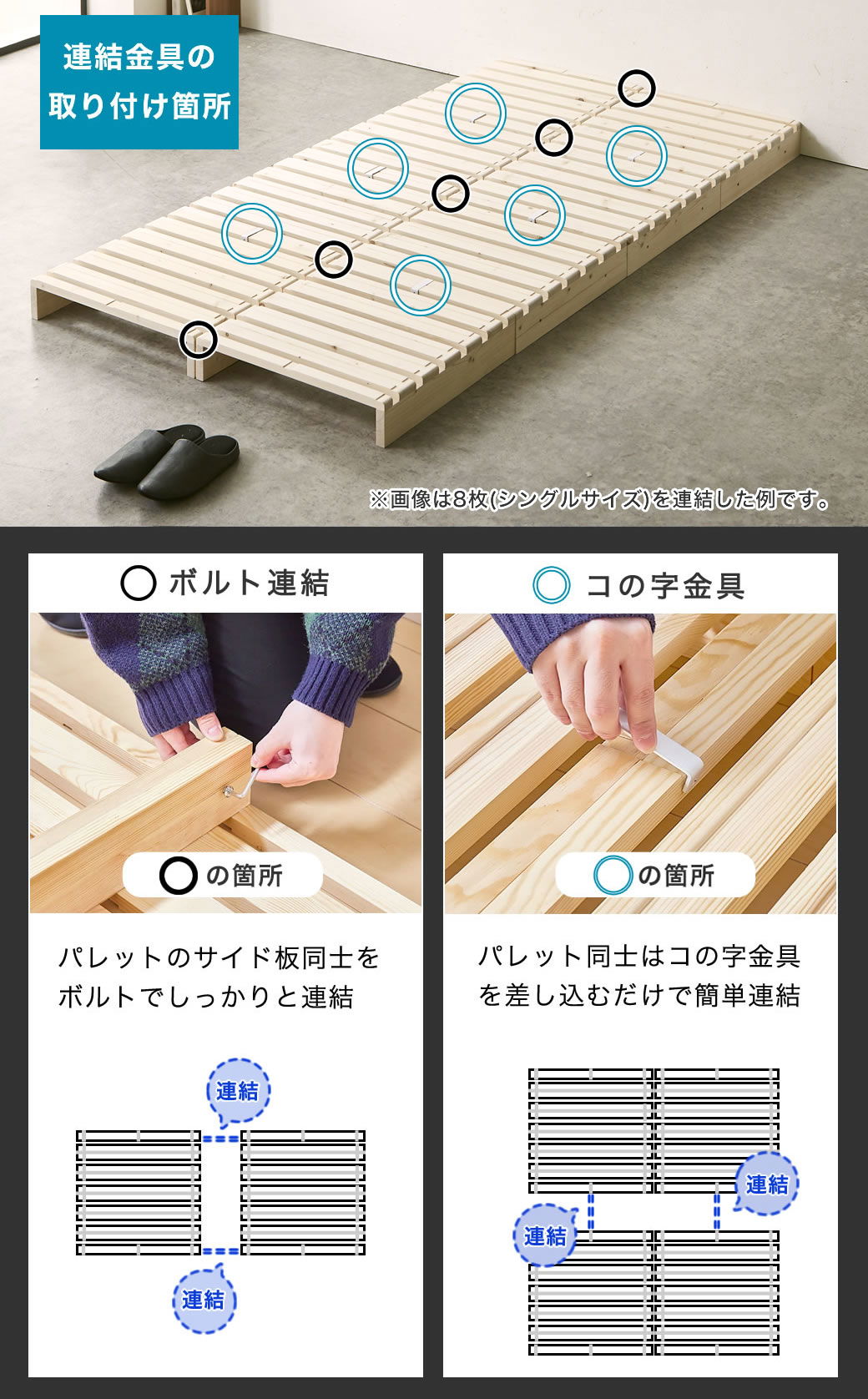 パレットベッド セミダブル すのこベッド ベッドフレーム 木製 完成品