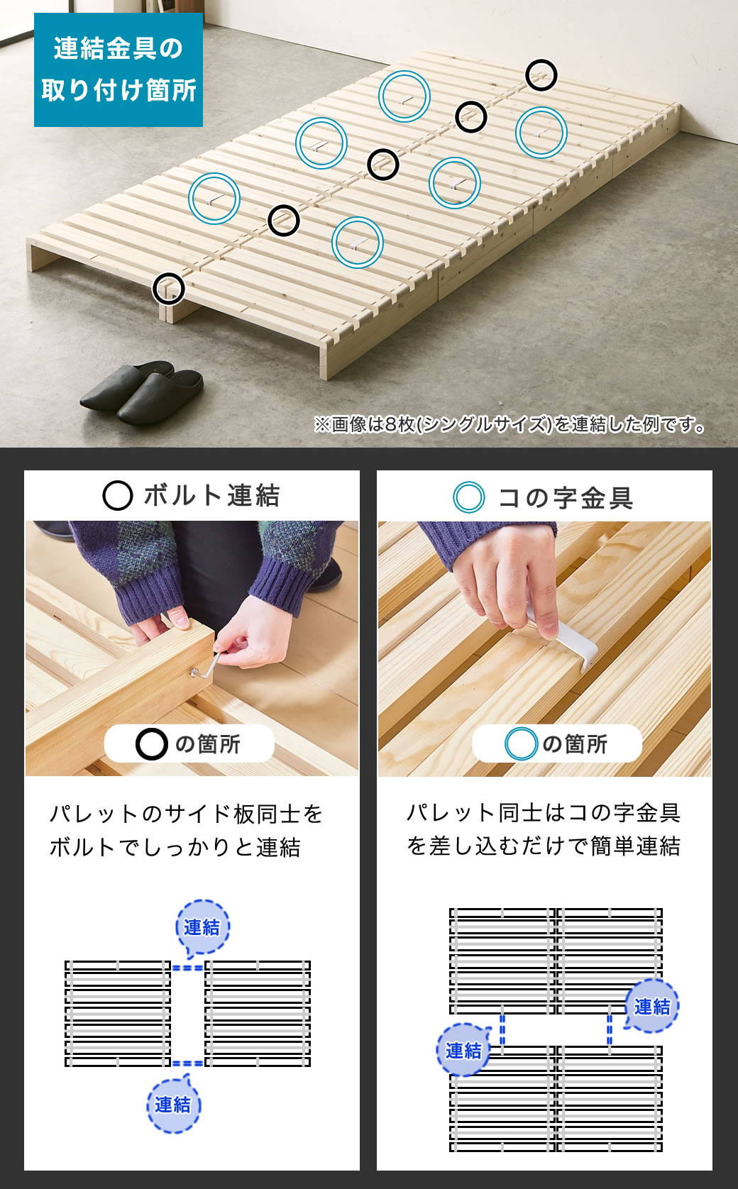 パレットベッド クイーン すのこベッド ベッドフレーム 木製 耐荷重