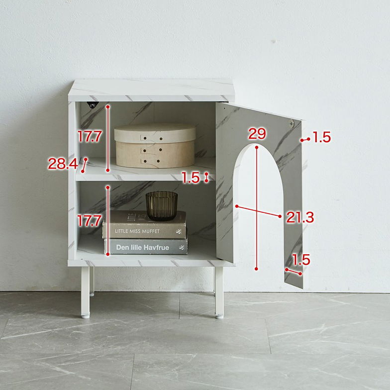 マントルピース風 ベッドサイドテーブル セラミック調 ナイトテーブル シンプル おしゃれ 棚 ラック サイドラック ハーフサークル