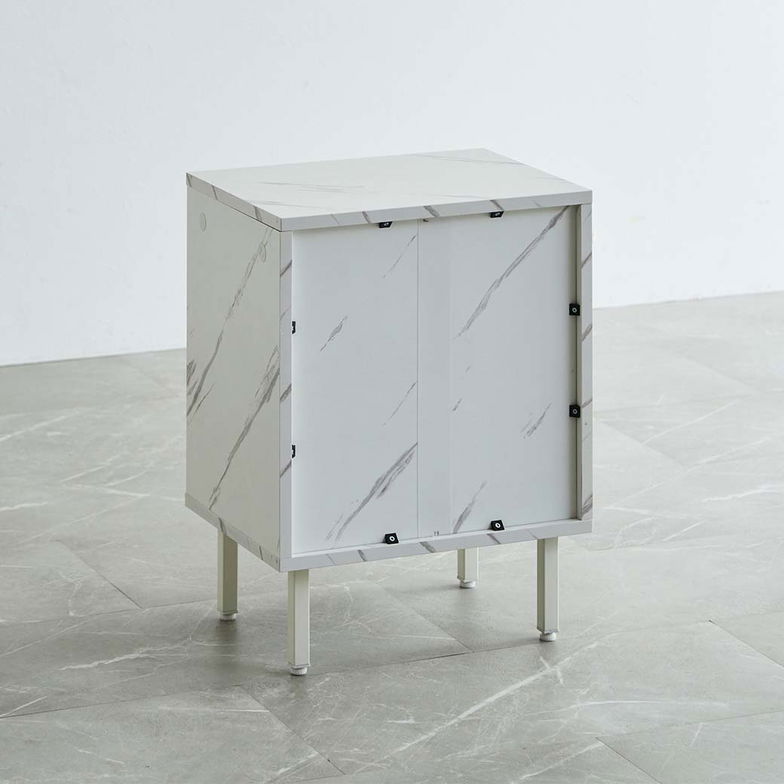 マントルピース風 ベッドサイドテーブル セラミック調 ナイトテーブル シンプル おしゃれ 棚 ラック サイドラック ハーフサークル