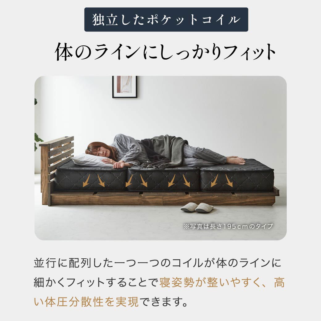 極厚22cm＆450個ものポケットコイルを並行配列❣極上の寝心地♪❤マットレス 極厚22cm＆450個ものポケットコイルを並行配列❣極上の寝心地