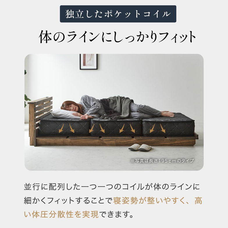 ポケットコイル マットレス 三つ折り ごろ寝 バリューマットレス 60×180 厚み20cm 幅60cm 高密度ポケットコイル 抗菌防臭 防ダニ 