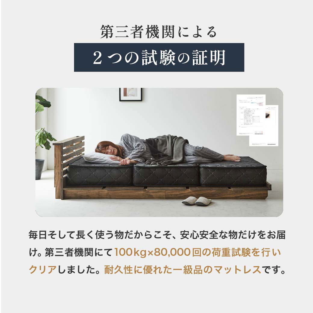 ポケットコイルマットレス 三つ折り 極厚20cm セミシングルショート 高