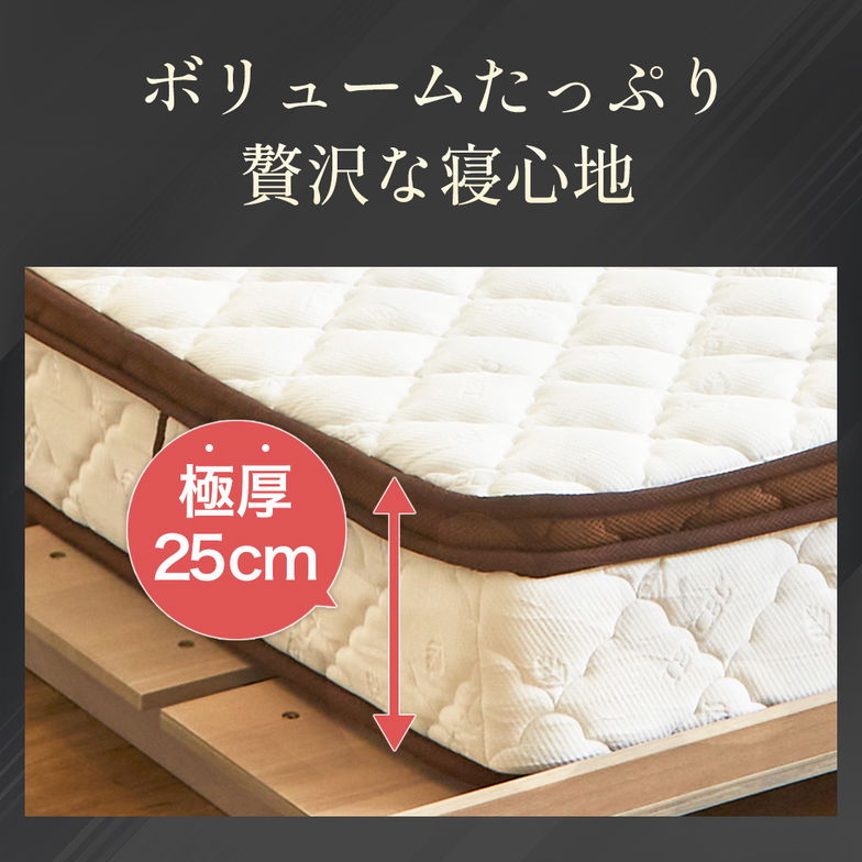 極厚25cm ハイカウントマットレス シングル ポケットコイル 超高密度 3ゾーン 高反発 硬め 抗菌 防ダニ 防臭 消臭 ハイカウント コイル数1710個 マットレス