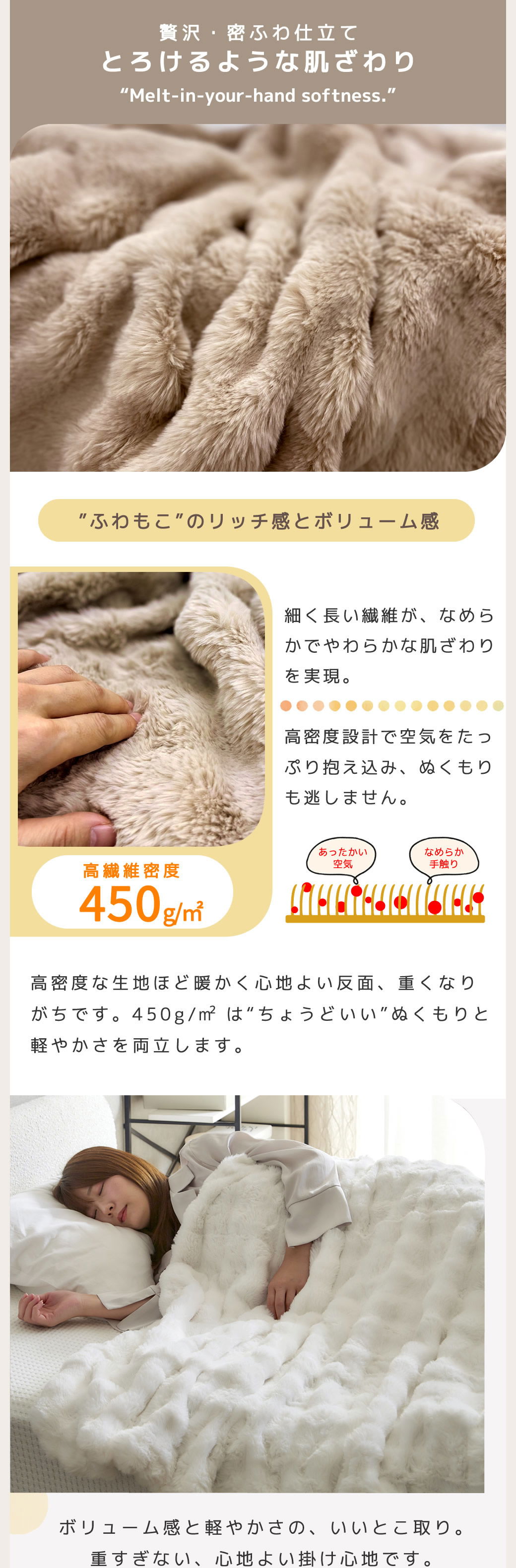 高密度繊維 重すぎない 軽やかな掛け心地