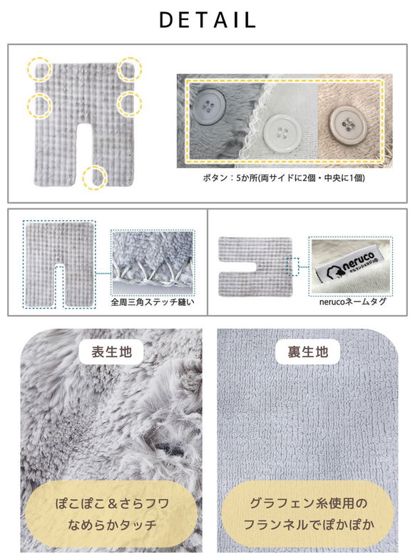 メルリー ふわもこポンチョ (105×130）着る毛布  ひざ掛け 2WAY  遠赤 温か グラフェン 洗濯機可 フランネル フェイクファー ラビットファー
