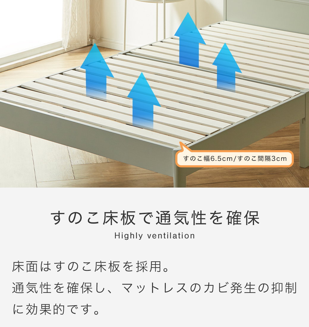 簡単組み立てベッド セリヤ すのこベッド 工具不要 コンセント付き 宮