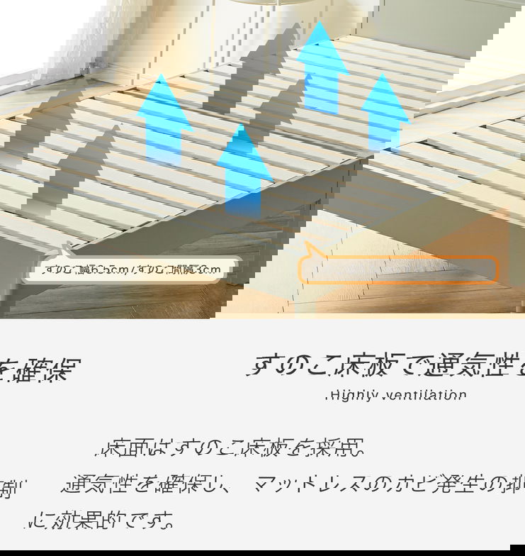 簡単組み立てベッド セリヤ すのこベッド 工具不要 コンセント付き 宮棚 セミダブル ベッドフレームのみ 木製 パイン材  時短