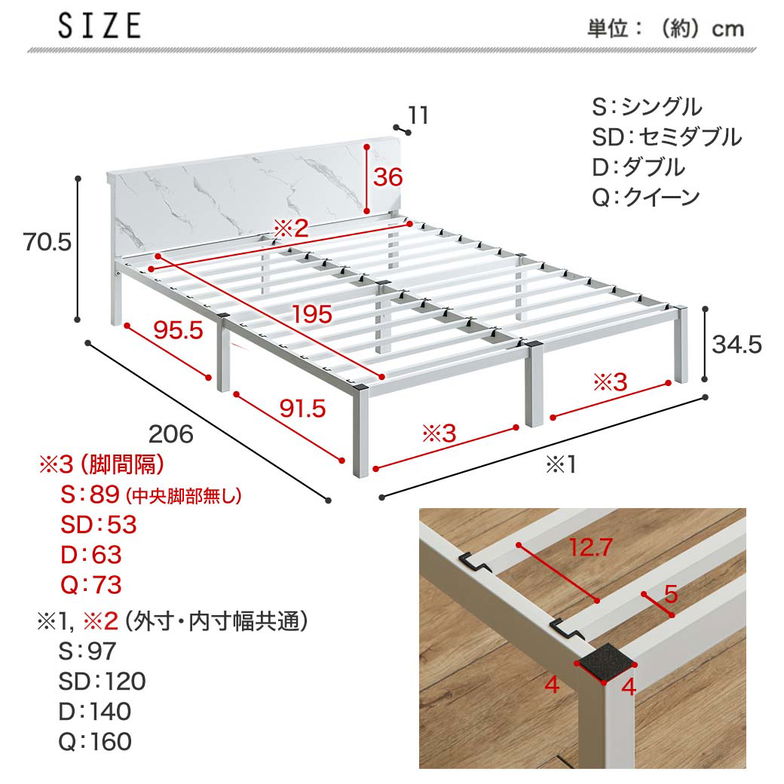 セラミック調スチールベッド カルミーク アイアンベッド セミダブル ネルコZマットレス付 スチールベッド スチールベッドフレーム