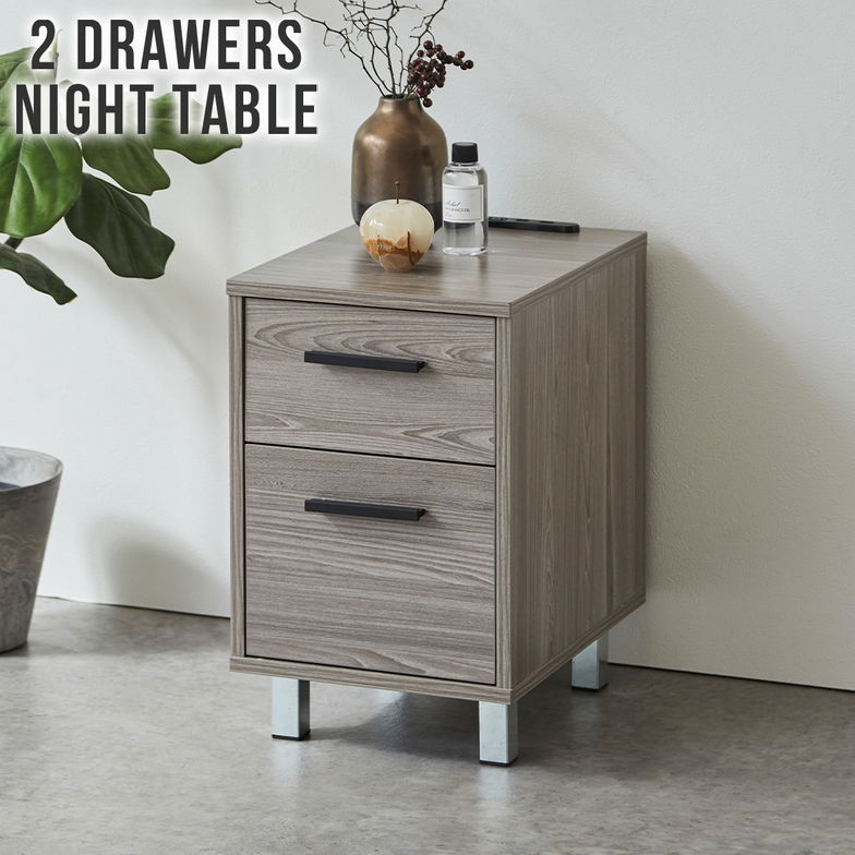 引き出し付きナイトテーブル ナイトテーブル サイドテーブル 収納 コンセント USB-A USB-C 充電 引き出し2杯 小物入れ 整理整頓