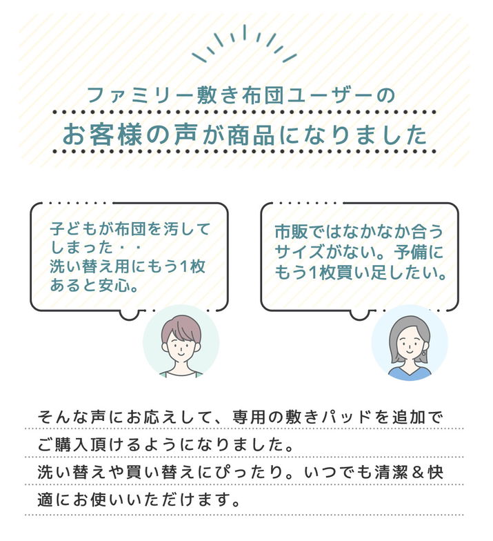 ファミリー敷き布団 専用【敷きパッド】単品  300サイズ 防ダニ 抗菌 防臭 洗い替え 買い替え 四隅ゴムバンド ワイドサイズ