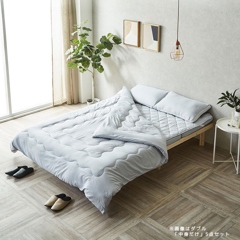 3つ折りマットレス付き布団4点セット【セミシングルショート】プロファイルウレタンマットレス ベッドパッド まくら 布団セット