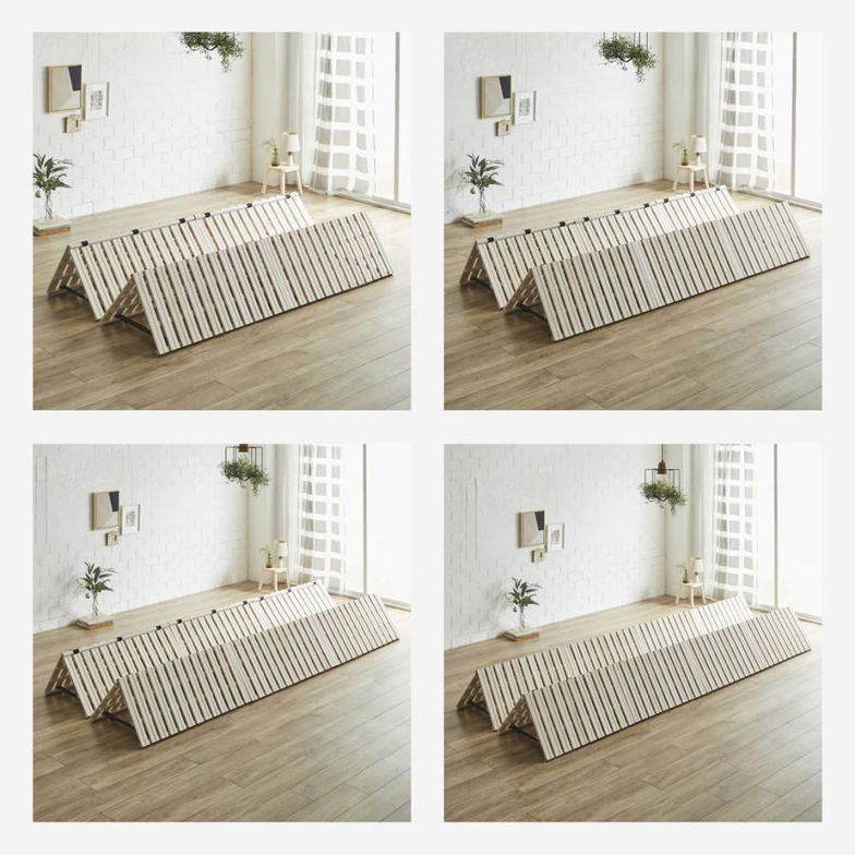 四つ折り桐すのこマット すのこベッド ファミリーサイズ ファミリーベッド 幅220cm 敷布団付き 敷布団セット 木製 低ホルムアルデヒド 軽い