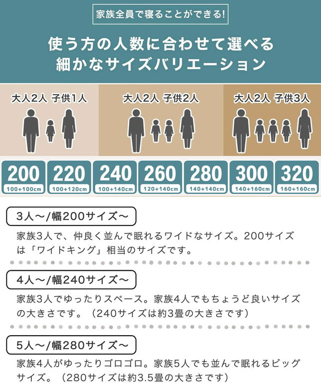 四つ折り桐すのこマット すのこベッド ファミリーサイズ ファミリーベッド 幅220cm 敷布団付き 敷布団セット 木製 低ホルムアルデヒド 軽い
