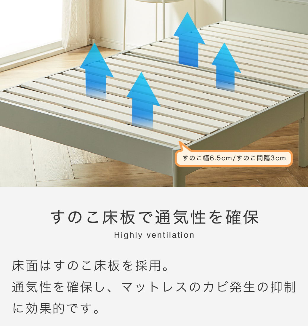 簡単組み立てベッド セリヤ すのこベッド 工具不要 コンセント付き 宮
