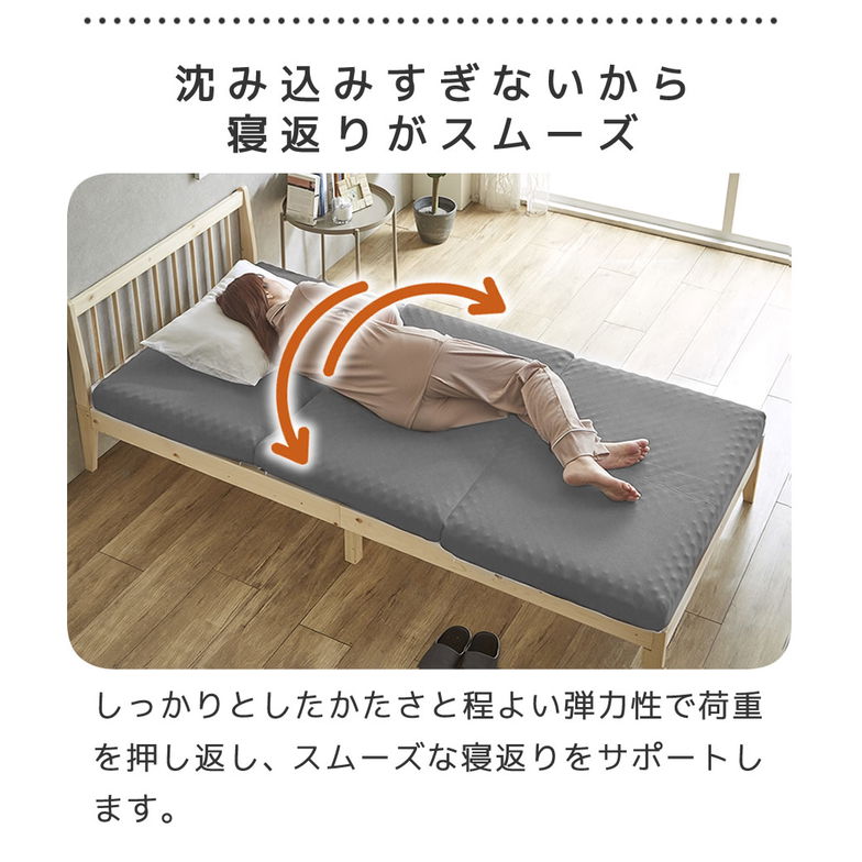 三つ折りウレタンマットレス シングルショート 25D プロファイルマットレス 折りたたみマットレス 洗える メッシュカバー 10cm【ショートサイズ】 スタンダードタイプ