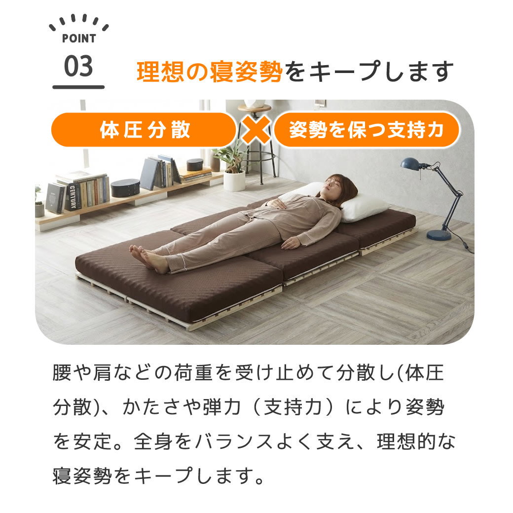 三つ折りウレタンマットレス セミシングルショート 30D 10cm厚