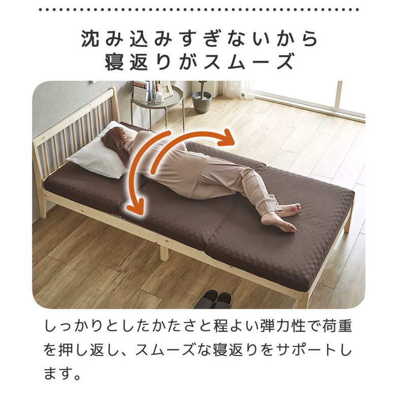 三つ折りウレタンマットレス シングル 30D プロファイルマットレス 折りたたみマットレス 洗える メッシュカバー 10cm 高密度タイプ