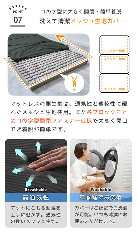 三つ折りウレタンマットレス セミシングル 10cm厚 30D ブロックウレタンマットレス かため 折りたたみマットレス 洗えるカバー 高密度タイプ 