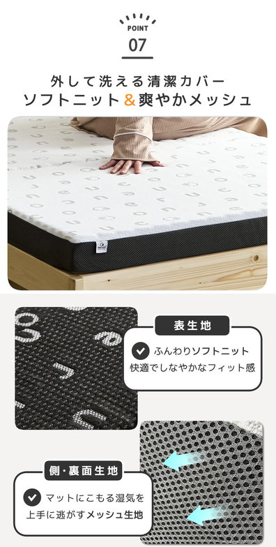 三つ折りウレタンマットレス クイーン ブロックウレタン 8cm厚 かため 高反発 折りたたみマットレス 高密度35D 洗えるカバー 通気性 