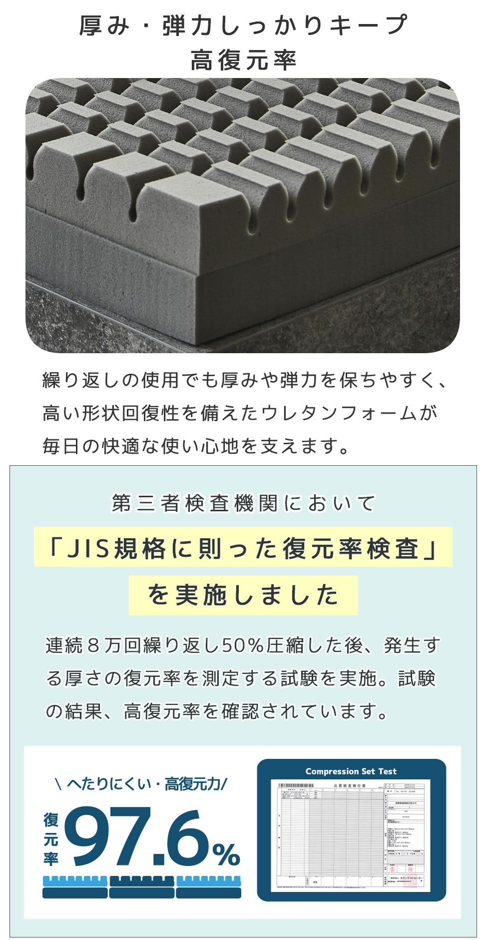 三つ折りウレタンマットレス ブロックウレタン 2層マットレス 10cm厚