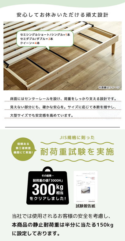 すのこベッド トリア 棚付きベッド セミダブル 厚さ10cm三つ折り25Dウレタンマットレス付き 木製