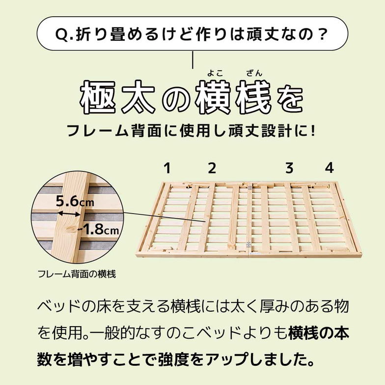 バノン 折りたたみベッド すのこベッド 厚さ10cm三つ折り25Dウレタンマットレス付き シングル 木製 頑丈 組み立てラクラク